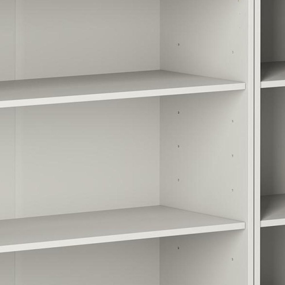 72" Off White Solid Wood Adjustable Twelve Tier Library Bookcase