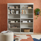 72" Off White Solid Wood Adjustable Twelve Tier Library Bookcase