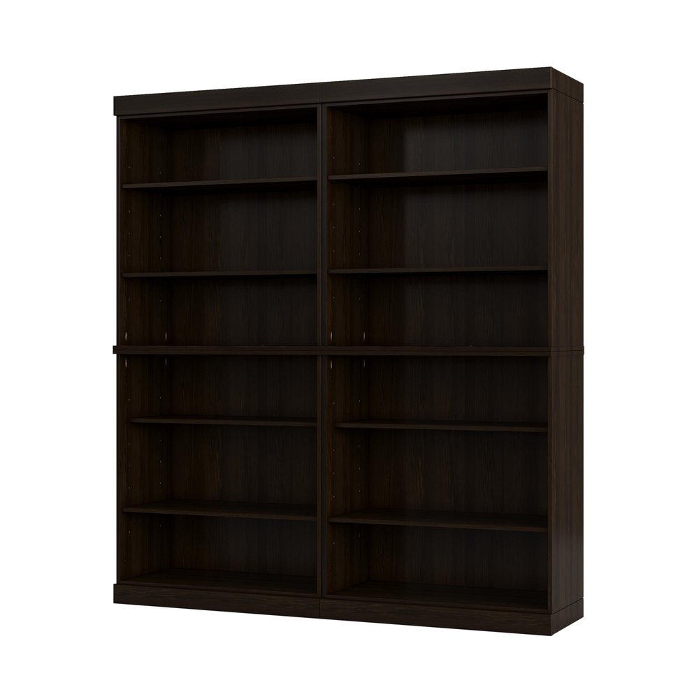 72" Espresso Solid Wood Adjustable Twelve Tier Library Bookcase