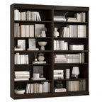 72" Espresso Solid Wood Adjustable Twelve Tier Library Bookcase