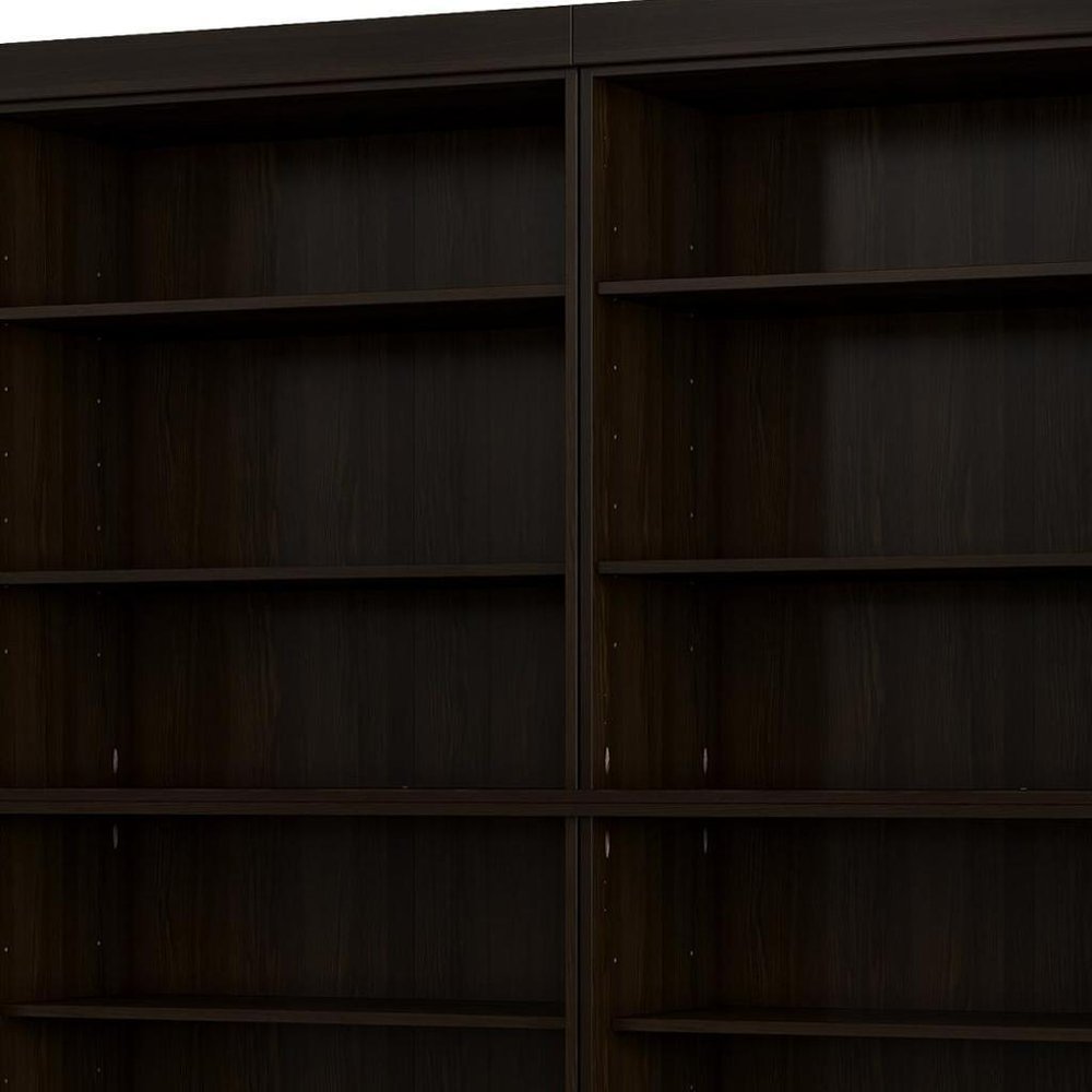 72" Espresso Solid Wood Adjustable Twelve Tier Library Bookcase