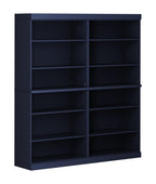 72" Navy Blue Solid Wood Adjustable Twelve Tier Library Bookcase