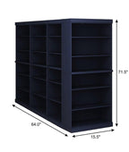 72" Navy Blue Solid Wood Adjustable Twelve Tier Library Bookcase