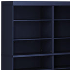 72" Navy Blue Solid Wood Adjustable Twelve Tier Library Bookcase
