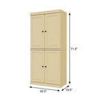 72" Yellow Solid Wood Adjustable Six Tier Library Bookcase with Four Doors