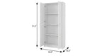 72" Off White Solid Wood Adjustable Six Tier Library Bookcase with Four Doors