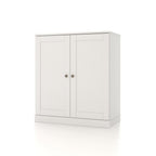 32" White Solid Wood Shaker Style Double Door Linen Cabinet