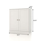 32" White Solid Wood Shaker Style Double Door Linen Cabinet