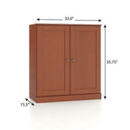 32" White Solid Wood Shaker Style Double Door Linen Cabinet