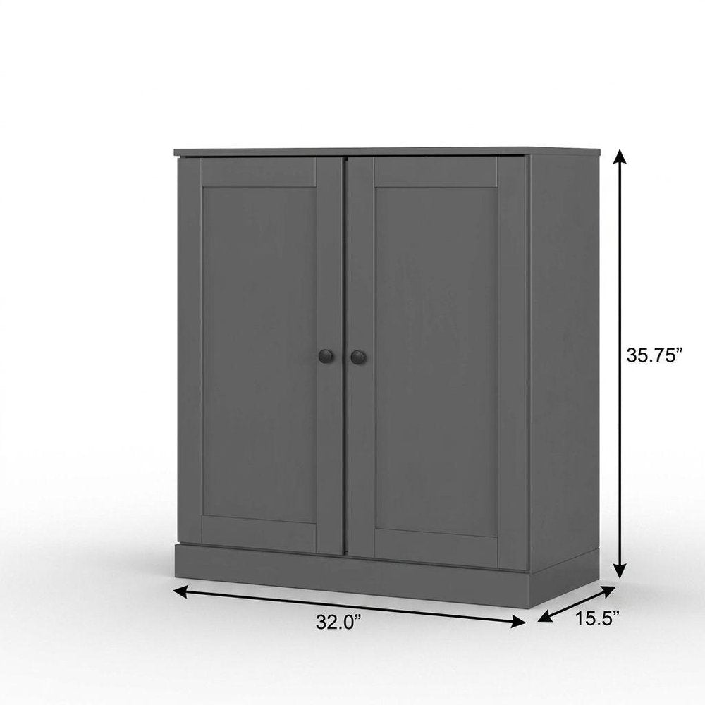 32" White Solid Wood Shaker Style Double Door Linen Cabinet