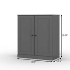 32" White Solid Wood Shaker Style Double Door Linen Cabinet