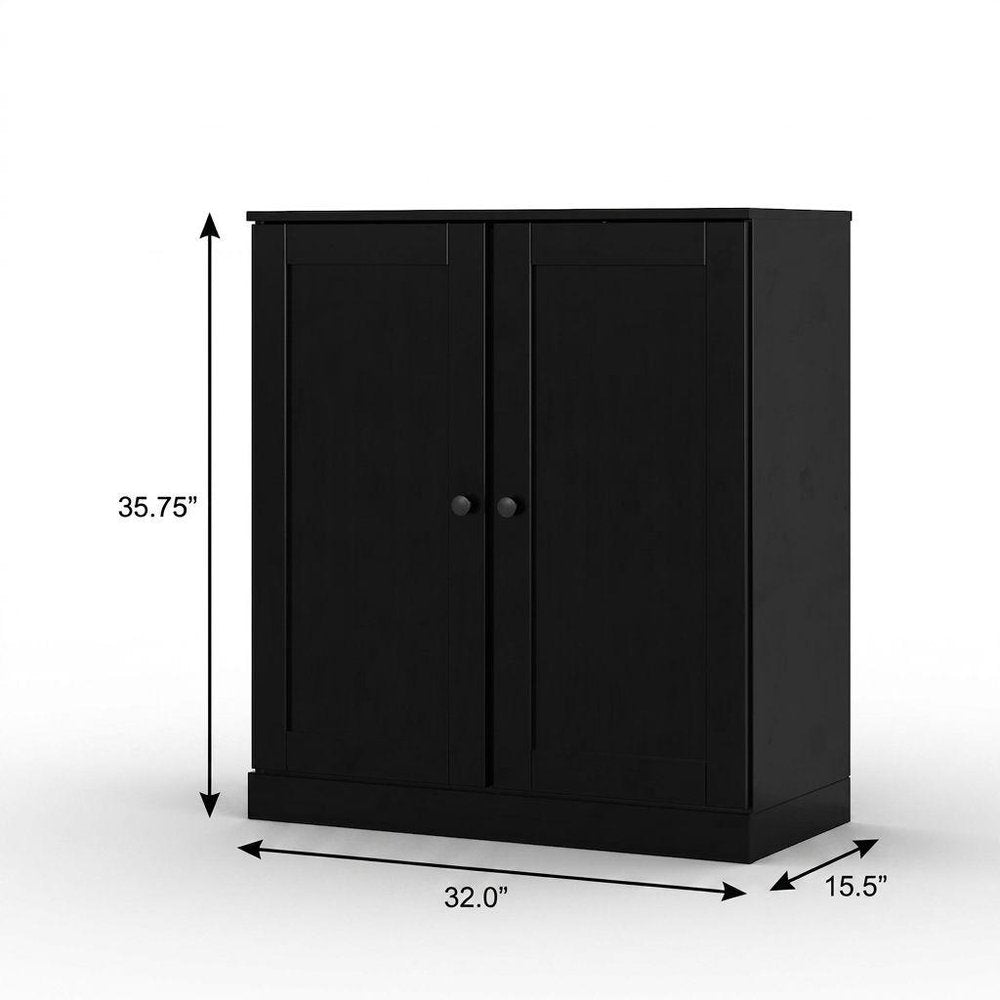 32" White Solid Wood Shaker Style Double Door Linen Cabinet