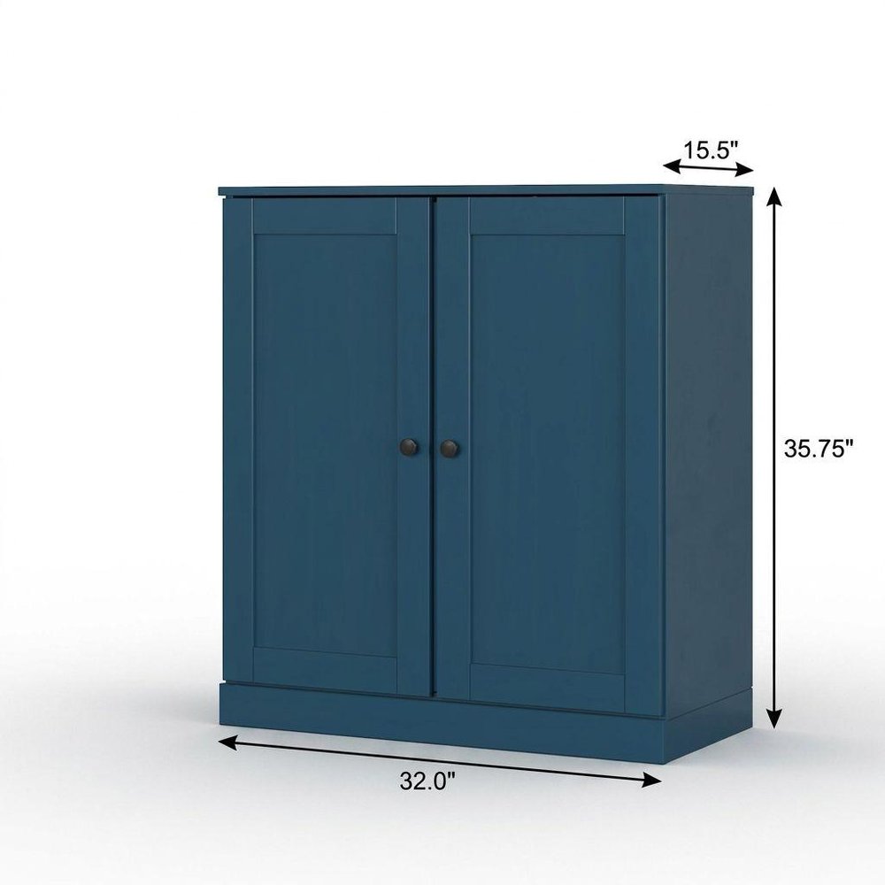 32" White Solid Wood Shaker Style Double Door Linen Cabinet