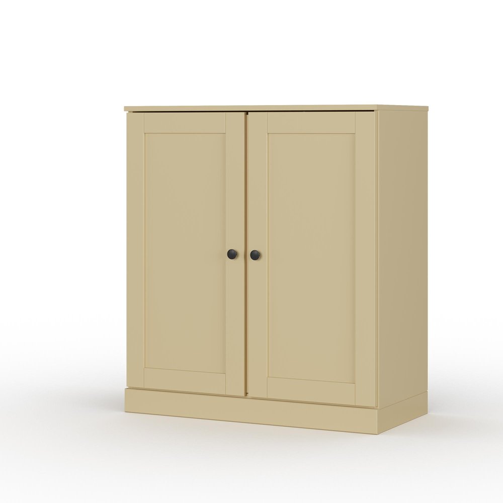 32" White Solid Wood Shaker Style Double Door Linen Cabinet