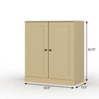 32" White Solid Wood Shaker Style Double Door Linen Cabinet