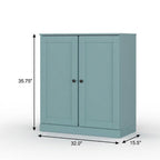 32" White Solid Wood Shaker Style Double Door Linen Cabinet