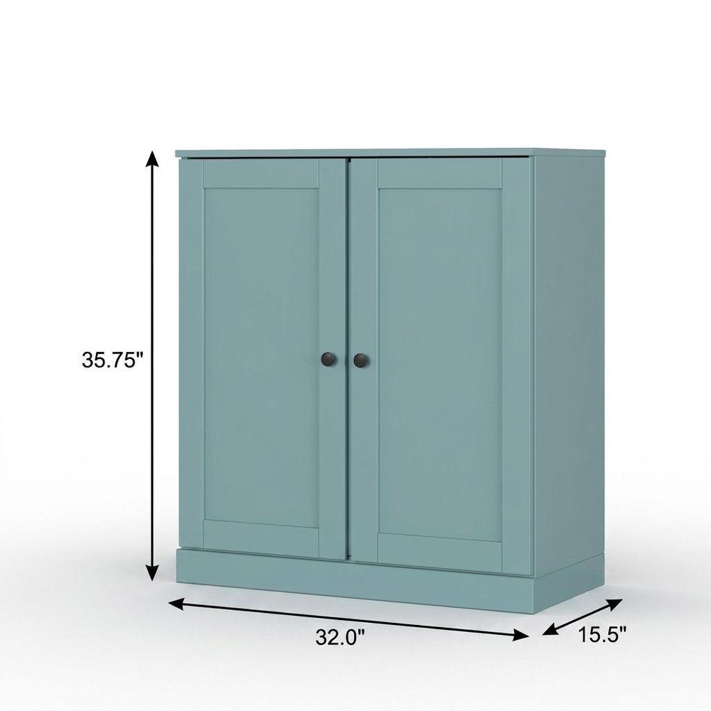 32" White Solid Wood Shaker Style Double Door Linen Cabinet