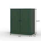 32" White Solid Wood Shaker Style Double Door Linen Cabinet