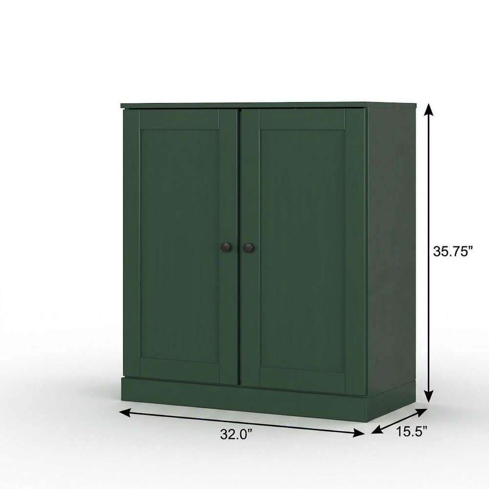 32" White Solid Wood Shaker Style Double Door Linen Cabinet