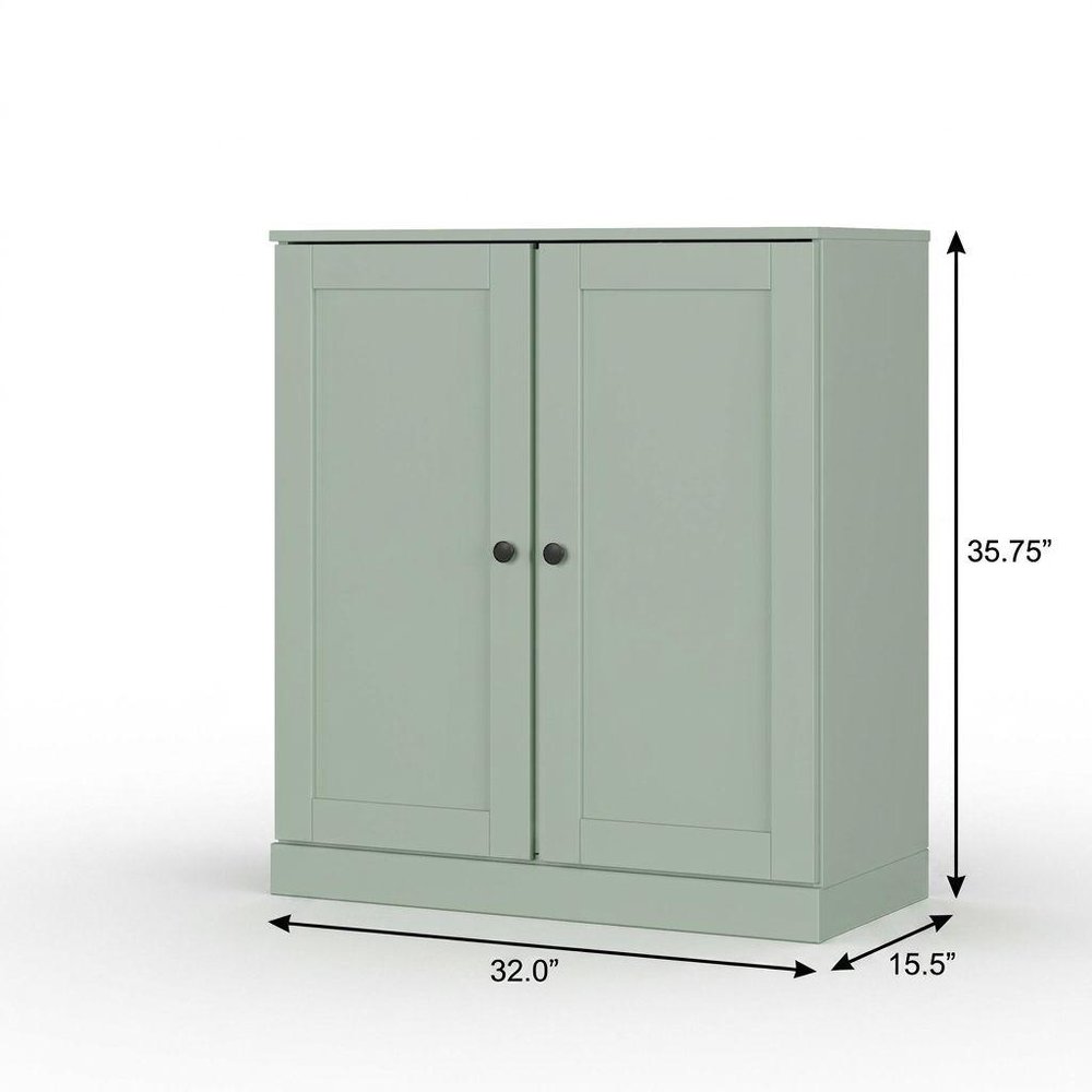 32" White Solid Wood Shaker Style Double Door Linen Cabinet
