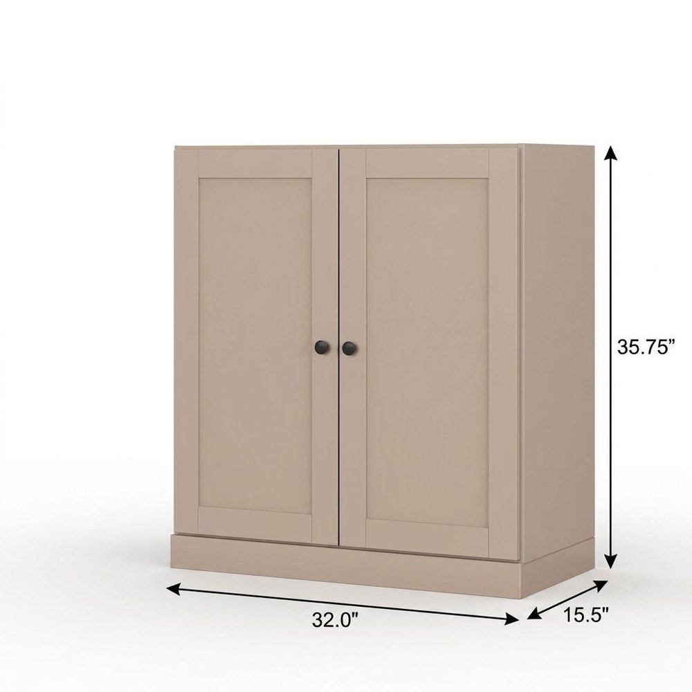 32" White Solid Wood Shaker Style Double Door Linen Cabinet