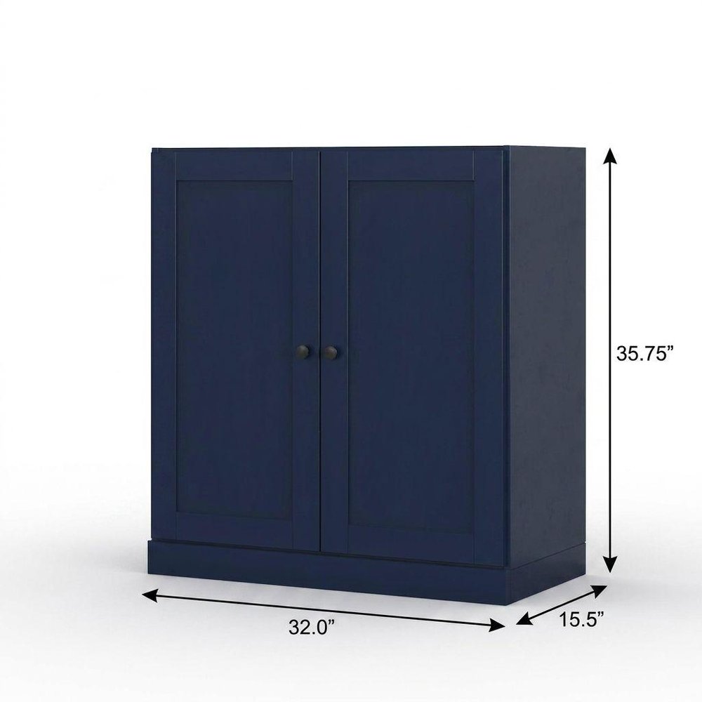 32" White Solid Wood Shaker Style Double Door Linen Cabinet
