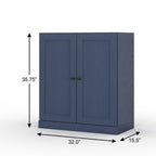 32" White Solid Wood Shaker Style Double Door Linen Cabinet