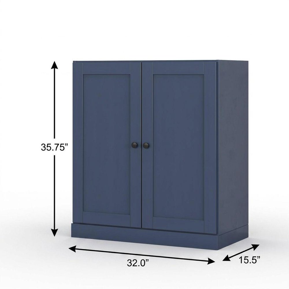 32" White Solid Wood Shaker Style Double Door Linen Cabinet