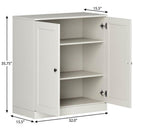 32" White Solid Wood Shaker Style Double Door Linen Cabinet