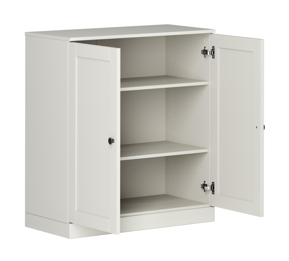 32" White Solid Wood Shaker Style Double Door Linen Cabinet