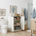 32" White Solid Wood Shaker Style Double Door Linen Cabinet