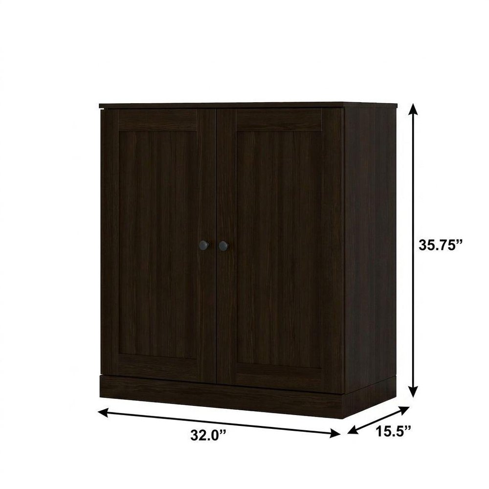 32" White Solid Wood Shaker Style Double Door Linen Cabinet