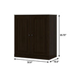 32" White Solid Wood Shaker Style Double Door Linen Cabinet