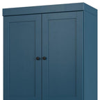32" Teal Blue Solid Wood Free Standing Four Door Linen Cabinet