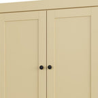 32" Yellow Solid Wood Free Standing Four Door Linen Cabinet