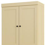 32" Yellow Solid Wood Free Standing Four Door Linen Cabinet