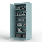 32" Aqua Solid Wood Free Standing Four Door Linen Cabinet