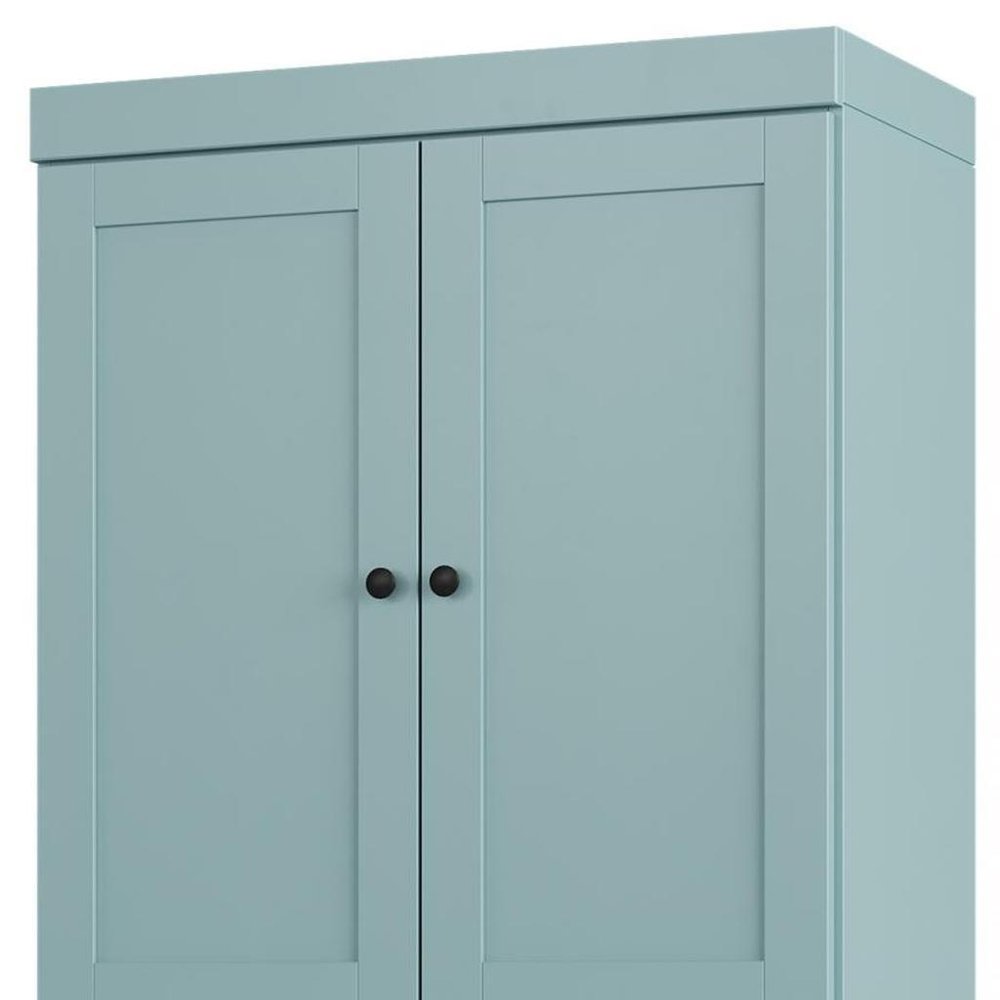32" Aqua Solid Wood Free Standing Four Door Linen Cabinet
