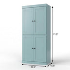 32" Aqua Solid Wood Free Standing Four Door Linen Cabinet