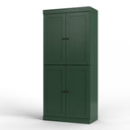 32" Green Solid Wood Free Standing Four Door Linen Cabinet