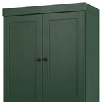 32" Green Solid Wood Free Standing Four Door Linen Cabinet
