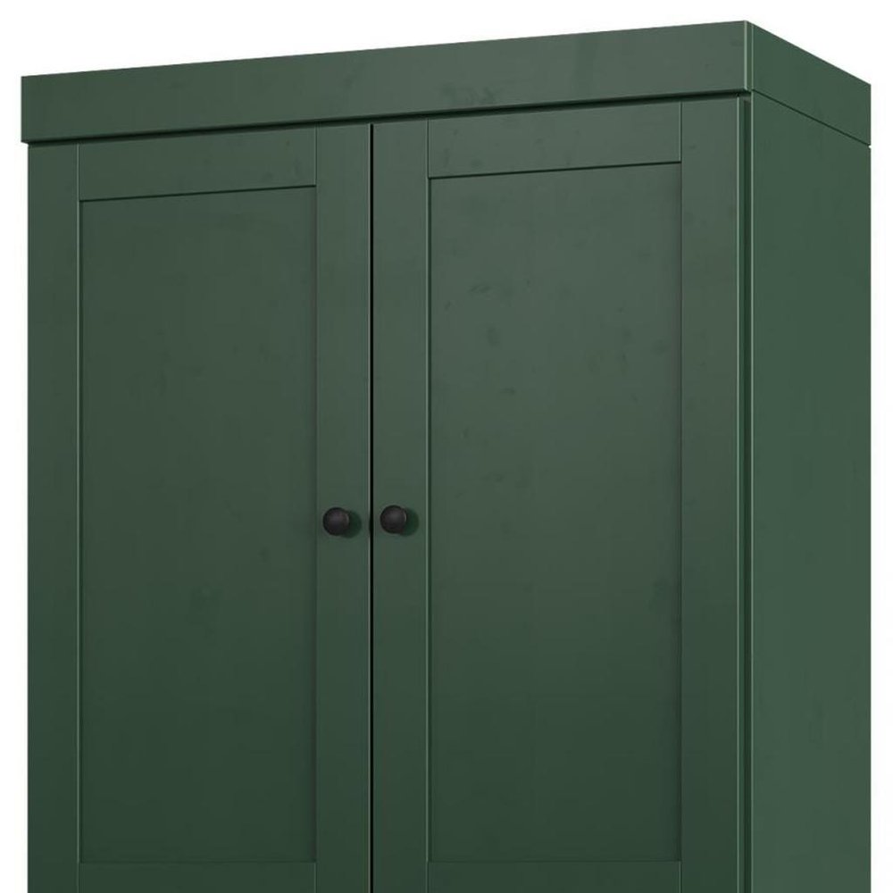 32" Green Solid Wood Free Standing Four Door Linen Cabinet