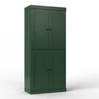 32" Green Solid Wood Free Standing Four Door Linen Cabinet