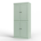 32" Sage Solid Wood Free Standing Four Door Linen Cabinet