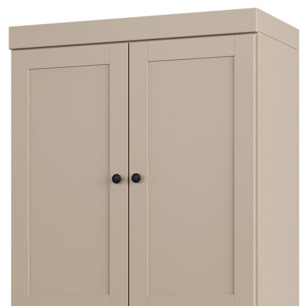 32" Beige Solid Wood Free Standing Four Door Linen Cabinet