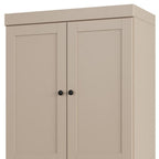 32" Beige Solid Wood Free Standing Four Door Linen Cabinet