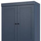 32" French Blue Solid Wood Free Standing Four Door Linen Cabinet