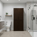 32" Espresso Solid Wood Free Standing Four Door Linen Cabinet