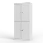 32" White Solid Wood Free Standing Four Door Linen Cabinet