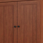 32" Coffee Solid Wood Free Standing Four Door Linen Cabinet
